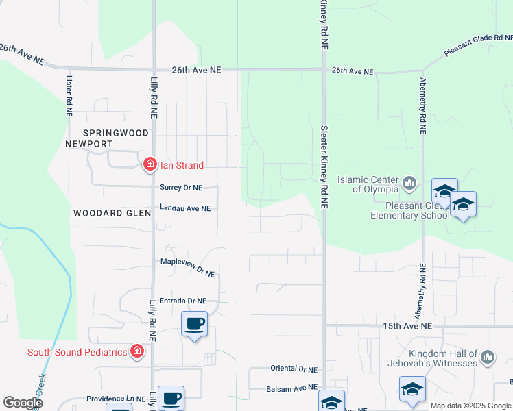 map of restaurants, bars, coffee shops, grocery stores, and more near 3844 20th Avenue Northeast in Olympia