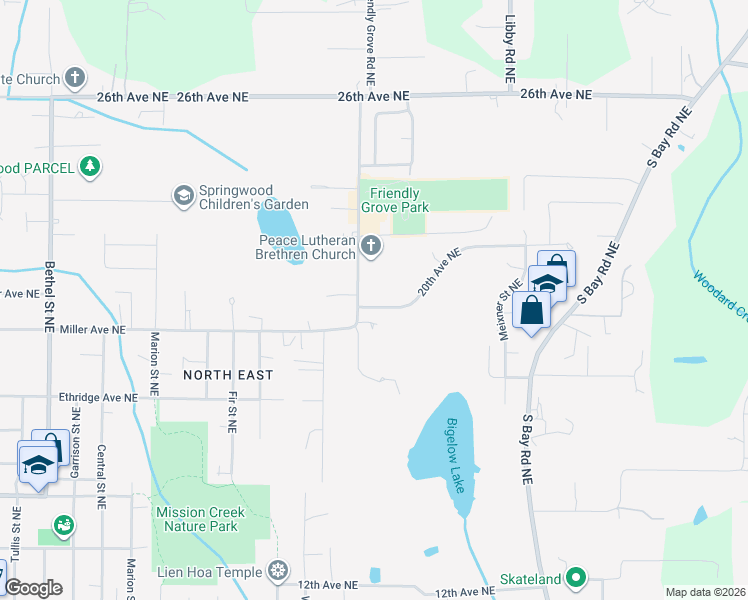 map of restaurants, bars, coffee shops, grocery stores, and more near 2203 20th Avenue Northeast in Olympia