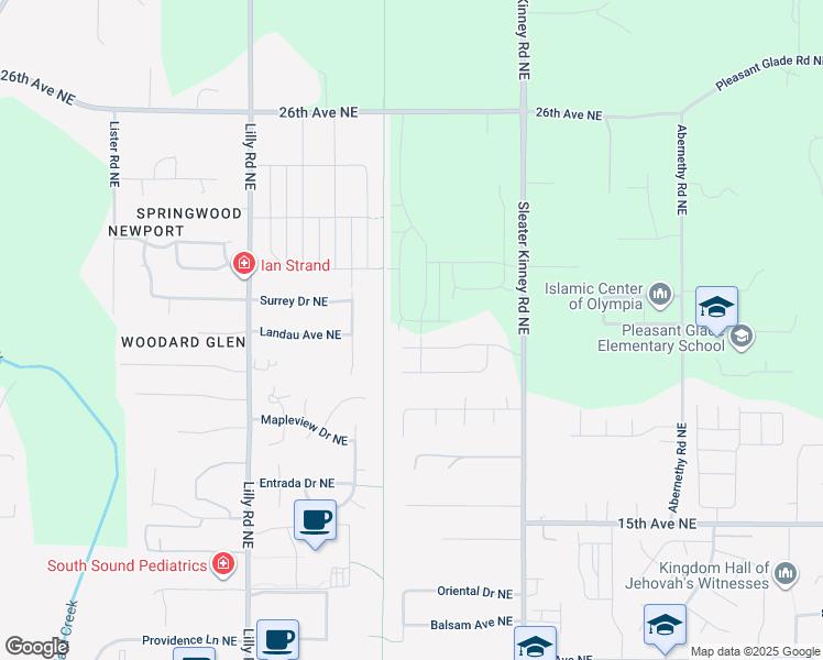 map of restaurants, bars, coffee shops, grocery stores, and more near 2107 Boxcar Court Northeast in Olympia