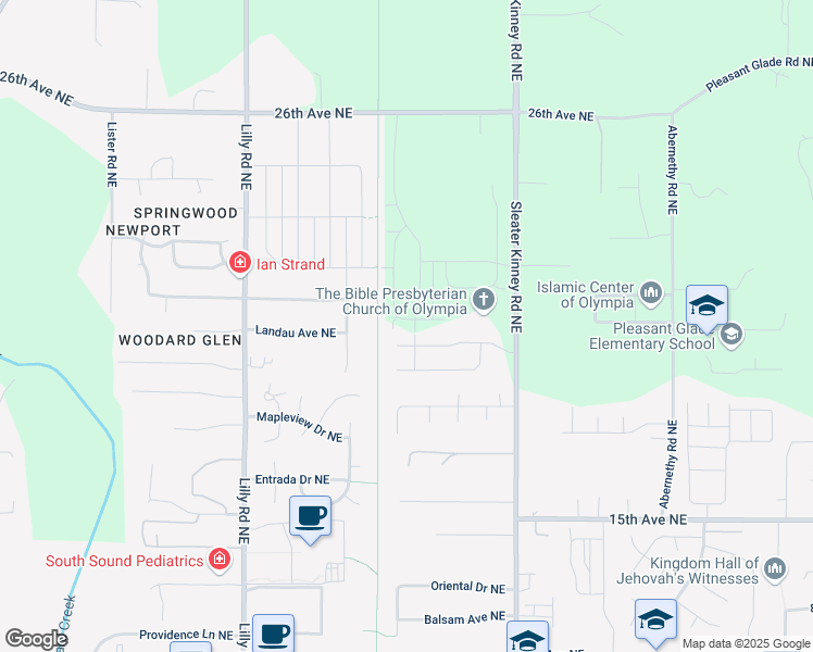 map of restaurants, bars, coffee shops, grocery stores, and more near 2107 Boxcar Court Northeast in Olympia