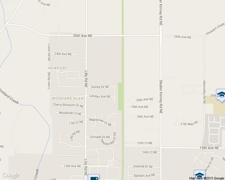 map of restaurants, bars, coffee shops, grocery stores, and more near 3624 Surrey Drive Northeast in Olympia