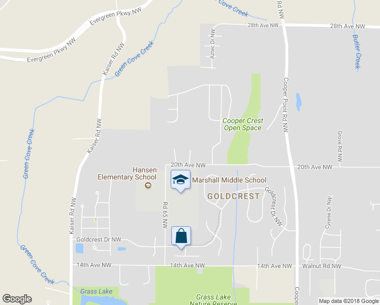 map of restaurants, bars, coffee shops, grocery stores, and more near 2015 Porta Court Northwest in Olympia