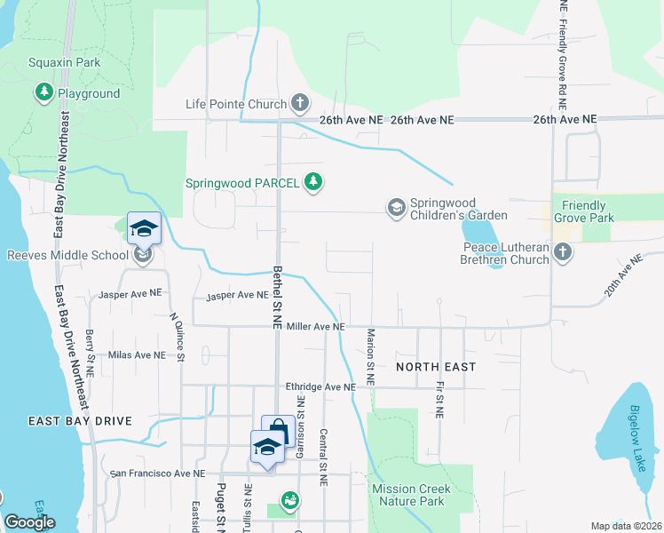 map of restaurants, bars, coffee shops, grocery stores, and more near 1622 Bright Star Way Northeast in Olympia