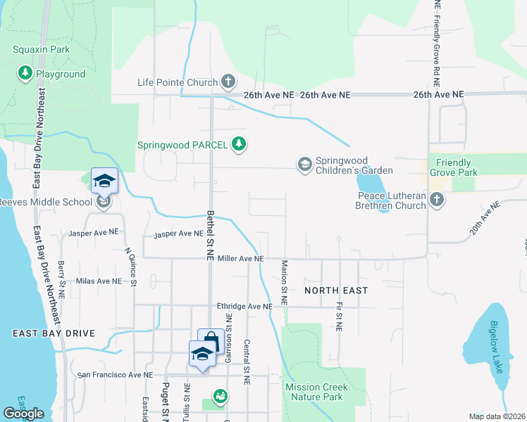 map of restaurants, bars, coffee shops, grocery stores, and more near 1622 Bright Star Way Northeast in Olympia