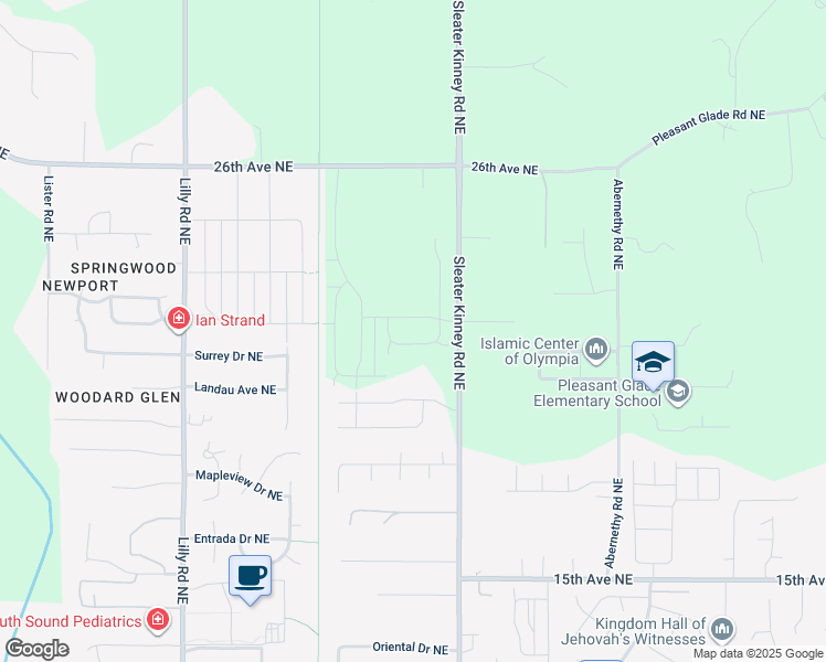 map of restaurants, bars, coffee shops, grocery stores, and more near 2203 Sleater Kinney Road Northeast in Olympia