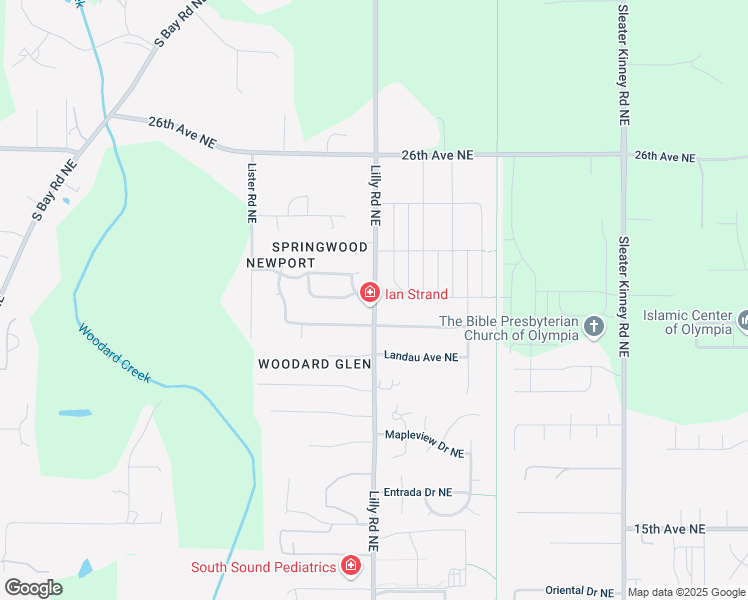 map of restaurants, bars, coffee shops, grocery stores, and more near 2298 Springview Drive Northeast in Olympia