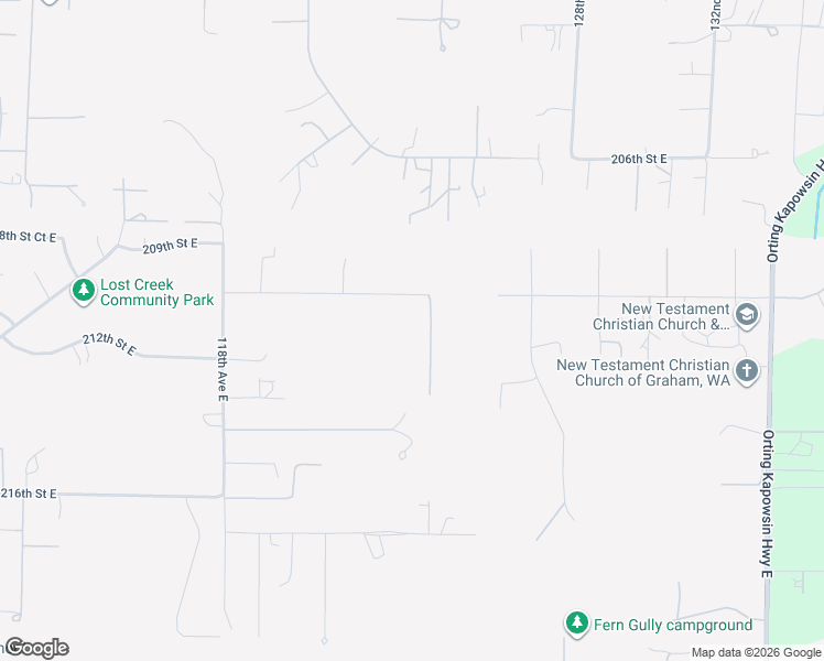 map of restaurants, bars, coffee shops, grocery stores, and more near 12320 210th Street East in Graham