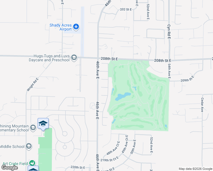 map of restaurants, bars, coffee shops, grocery stores, and more near 4625 210th Street East in Spanaway