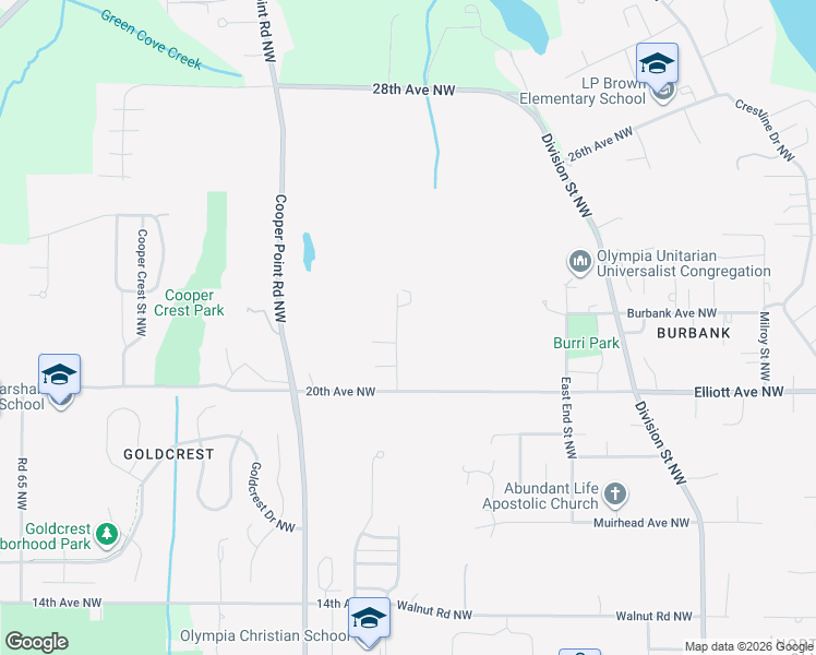 map of restaurants, bars, coffee shops, grocery stores, and more near 2224 Grove Road Northwest in Olympia