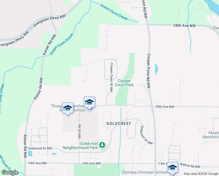 map of restaurants, bars, coffee shops, grocery stores, and more near 2121 Cooper Crest Street Northwest in Olympia