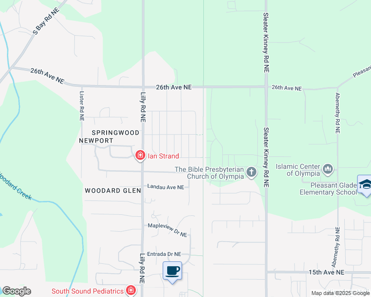 map of restaurants, bars, coffee shops, grocery stores, and more near 2212 Village Street Northeast in Olympia