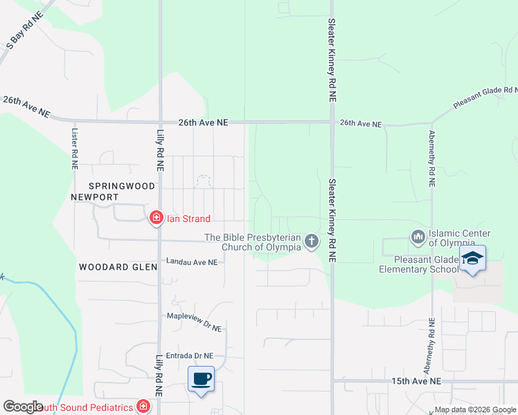 map of restaurants, bars, coffee shops, grocery stores, and more near Chehalis Western Trail (Woodard Bay Trail) in Olympia