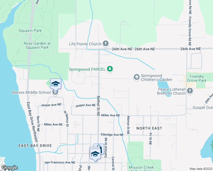 map of restaurants, bars, coffee shops, grocery stores, and more near 1500 Springwood Avenue Northeast in Olympia