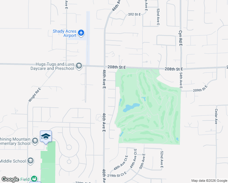 map of restaurants, bars, coffee shops, grocery stores, and more near 4625 210th Street East in Spanaway