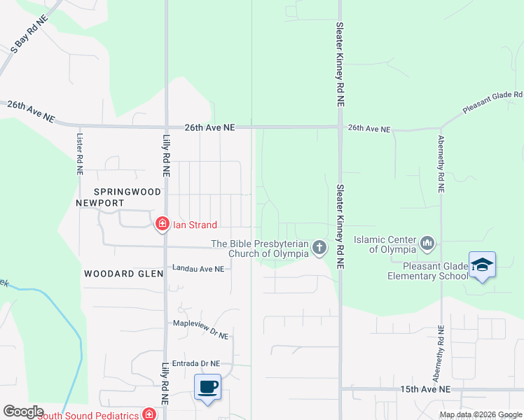 map of restaurants, bars, coffee shops, grocery stores, and more near Chehalis Western Trail (Woodard Bay Trail) in Olympia