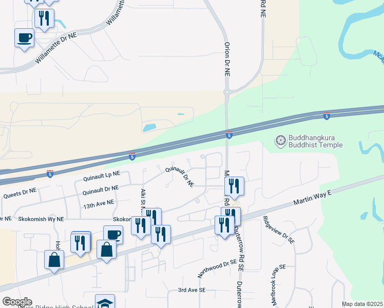 map of restaurants, bars, coffee shops, grocery stores, and more near 9120 Tolo Court Northeast in Olympia
