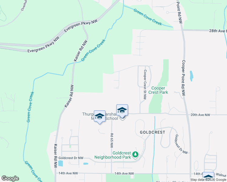 map of restaurants, bars, coffee shops, grocery stores, and more near 2208 Crestwood Place Northwest in Olympia