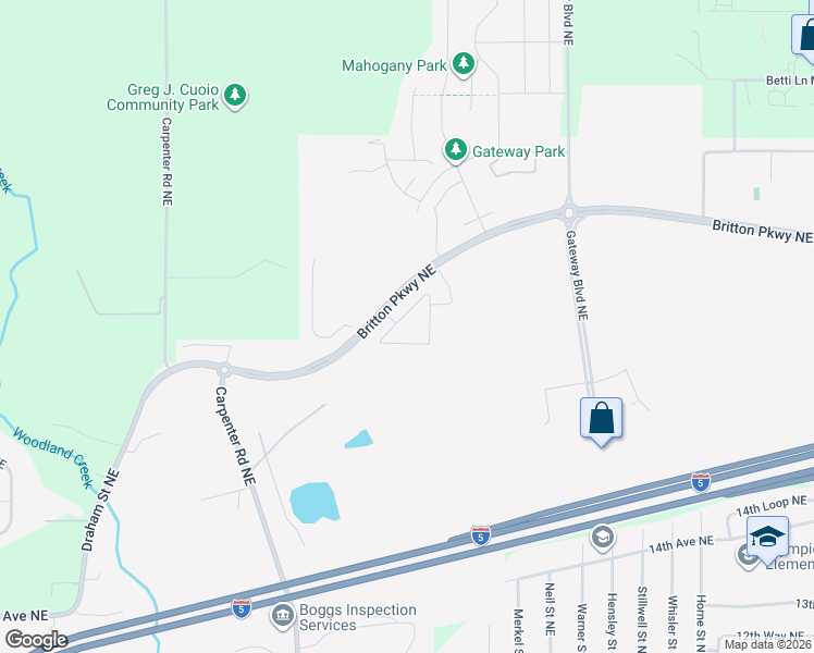 map of restaurants, bars, coffee shops, grocery stores, and more near 6607 Britton Parkway Northeast in Lacey