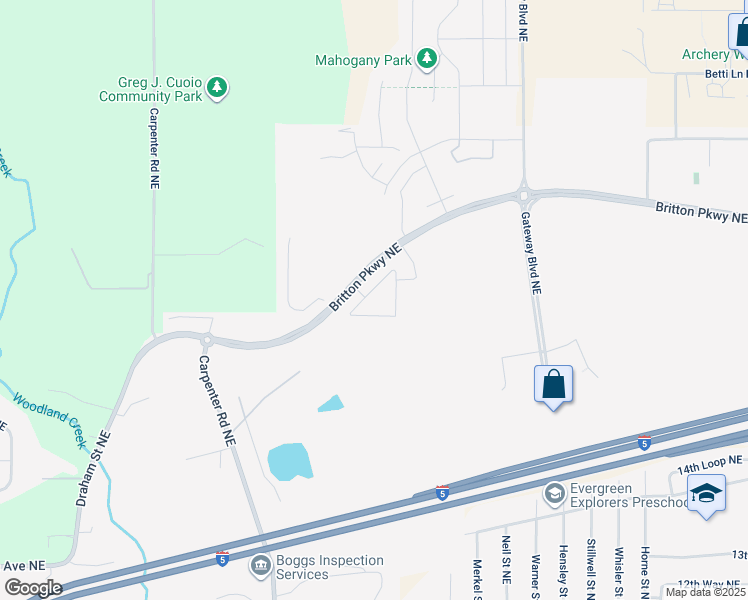 map of restaurants, bars, coffee shops, grocery stores, and more near 6655 Britton Parkway Northeast in Lacey