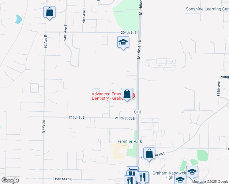 map of restaurants, bars, coffee shops, grocery stores, and more near 21011 99th Avenue East in Graham