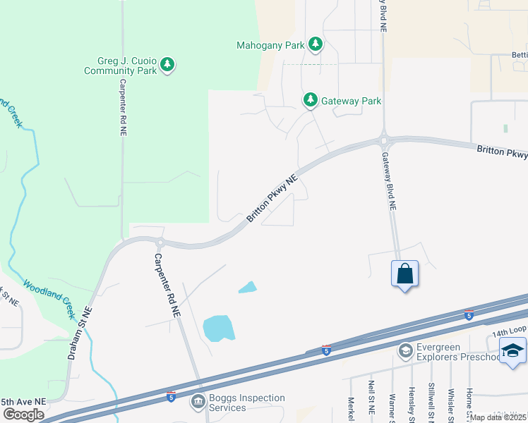 map of restaurants, bars, coffee shops, grocery stores, and more near 6607 Britton Parkway Northeast in Lacey