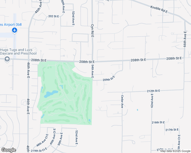 map of restaurants, bars, coffee shops, grocery stores, and more near 5414 208th Street Court East in Spanaway