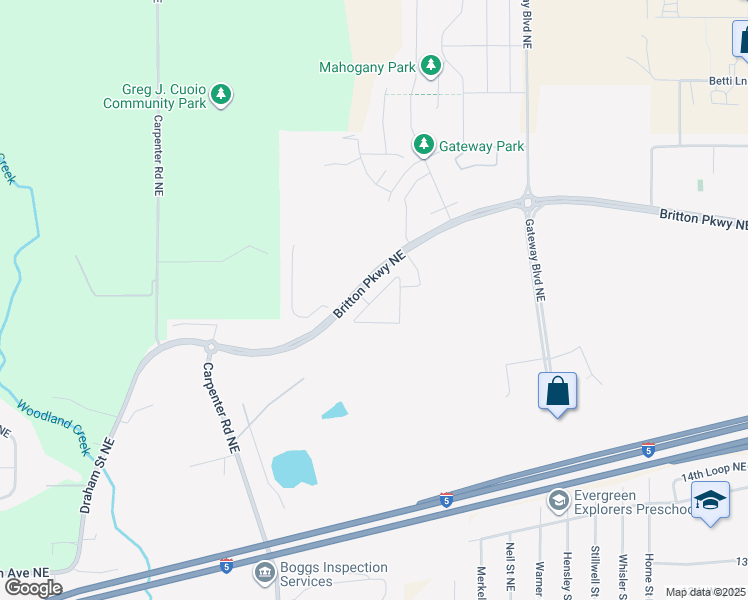 map of restaurants, bars, coffee shops, grocery stores, and more near 6607 Britton Parkway Northeast in Lacey