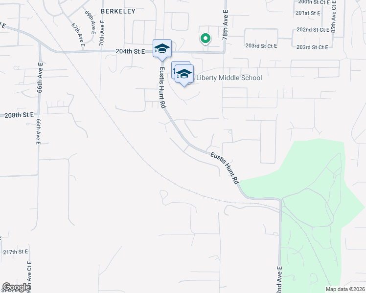 map of restaurants, bars, coffee shops, grocery stores, and more near 7521 211th Street East in Spanaway