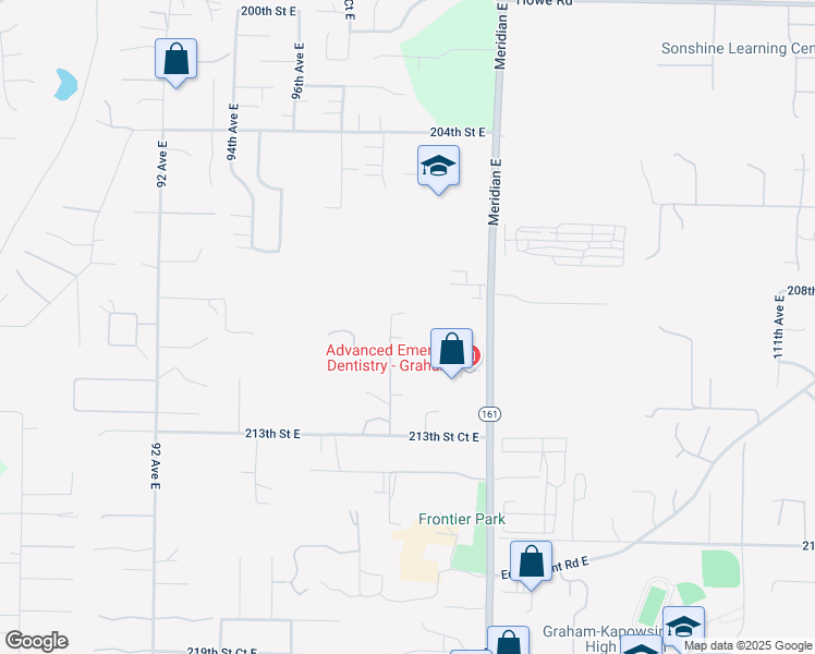 map of restaurants, bars, coffee shops, grocery stores, and more near 21011 99th Avenue East in Graham