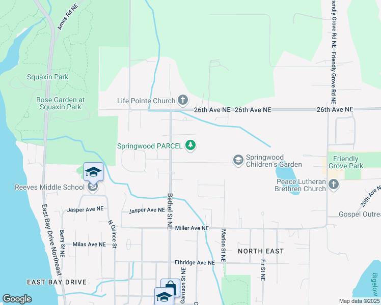 map of restaurants, bars, coffee shops, grocery stores, and more near 1500 Springwood Avenue Northeast in Olympia