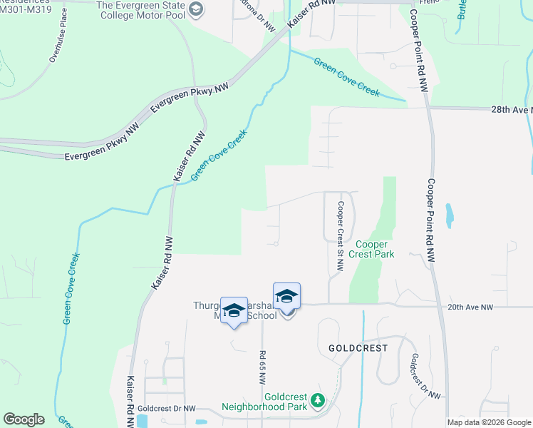 map of restaurants, bars, coffee shops, grocery stores, and more near 3919 Cooper Crest Drive Northwest in Olympia