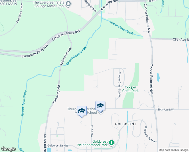map of restaurants, bars, coffee shops, grocery stores, and more near 3919 Cooper Crest Drive Northwest in Olympia