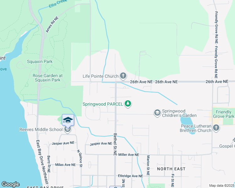map of restaurants, bars, coffee shops, grocery stores, and more near 1405 Brandon Court Northeast in Olympia