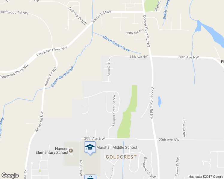 map of restaurants, bars, coffee shops, grocery stores, and more near 2542 Aztec Drive Northwest in Olympia