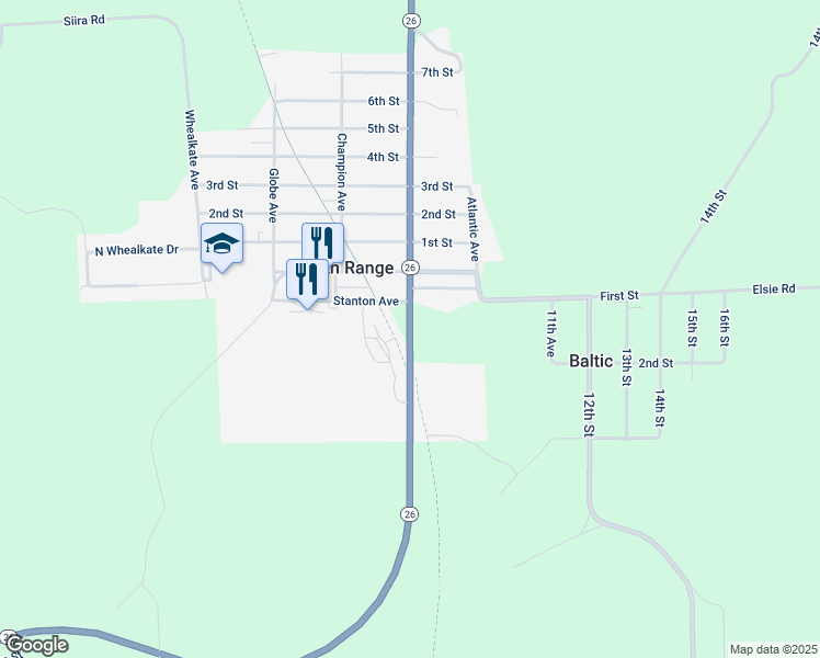 map of restaurants, bars, coffee shops, grocery stores, and more near Highway 26 in Atlantic Mine