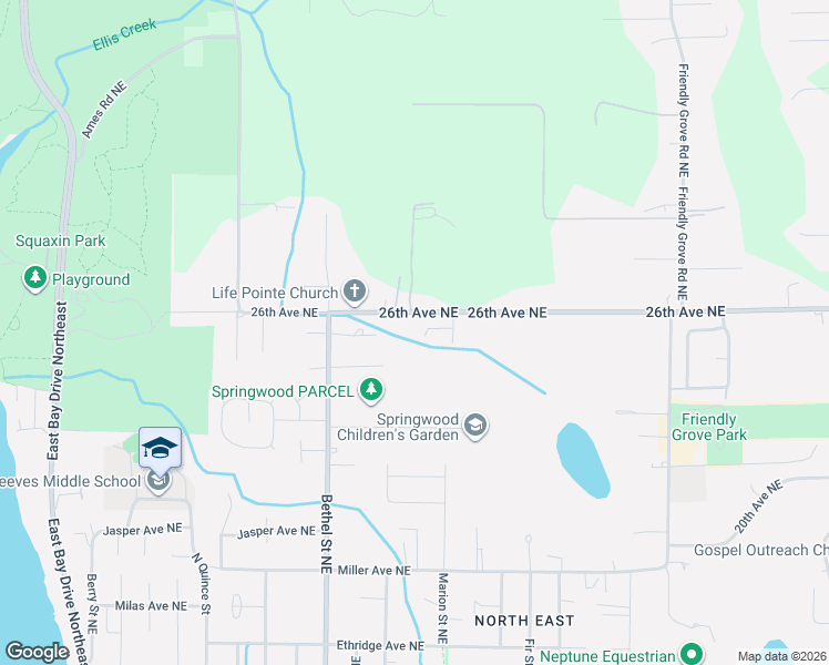 map of restaurants, bars, coffee shops, grocery stores, and more near 1510 Evanston Court Northeast in Olympia