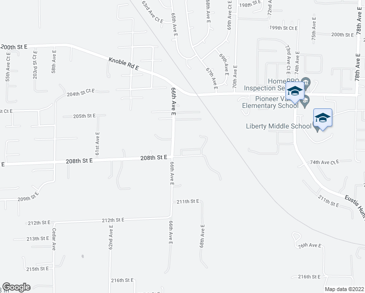 map of restaurants, bars, coffee shops, grocery stores, and more near 6617 207th Street Court East in Spanaway