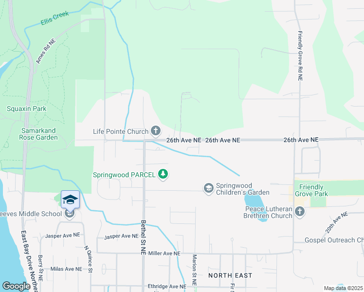 map of restaurants, bars, coffee shops, grocery stores, and more near 1510 Evanston Court Northeast in Olympia