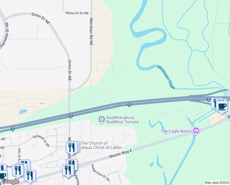map of restaurants, bars, coffee shops, grocery stores, and more near 9622 26th Lane Northeast in Olympia