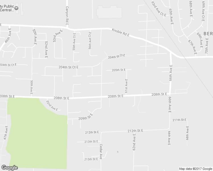 map of restaurants, bars, coffee shops, grocery stores, and more near 5806-5808 206th Street Court East in Spanaway