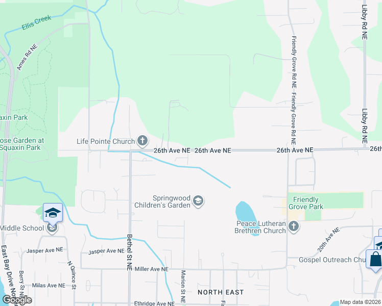 map of restaurants, bars, coffee shops, grocery stores, and more near 2530 Barrington Court Northeast in Olympia