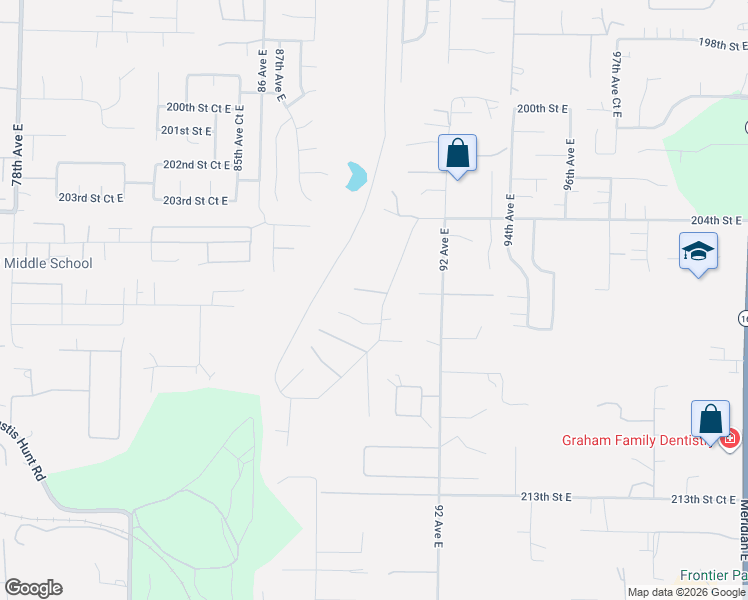 map of restaurants, bars, coffee shops, grocery stores, and more near 20711 91st Avenue East in Graham