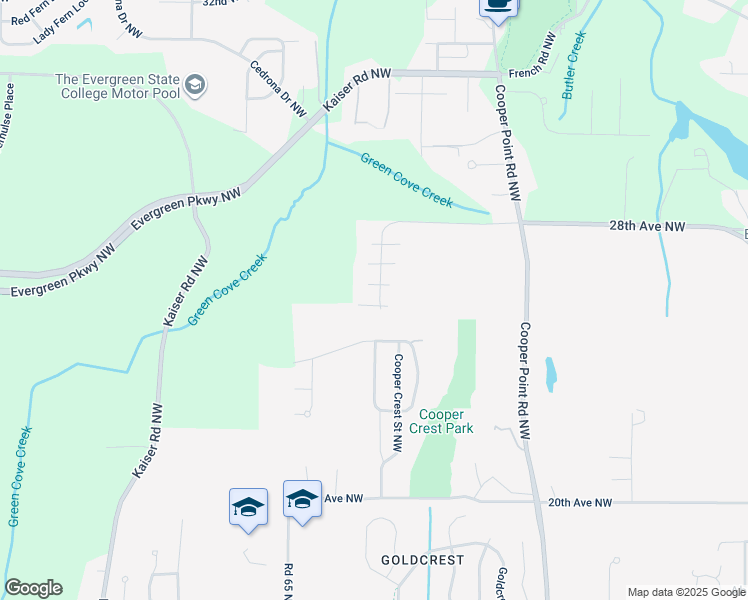 map of restaurants, bars, coffee shops, grocery stores, and more near 2541 Aztec Drive Northwest in Olympia