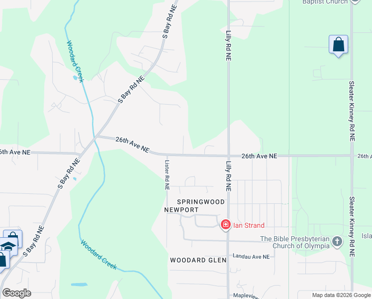map of restaurants, bars, coffee shops, grocery stores, and more near 3406 26th Avenue Northeast in Olympia