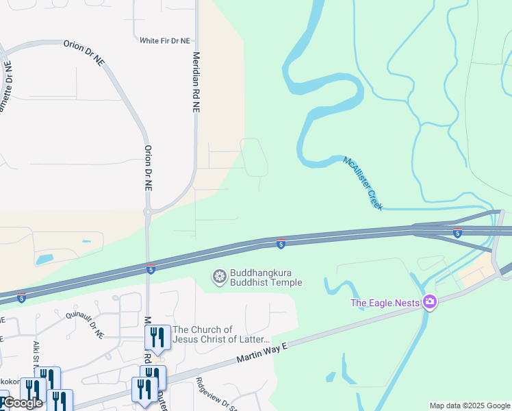 map of restaurants, bars, coffee shops, grocery stores, and more near 9622 26th Lane Northeast in Olympia