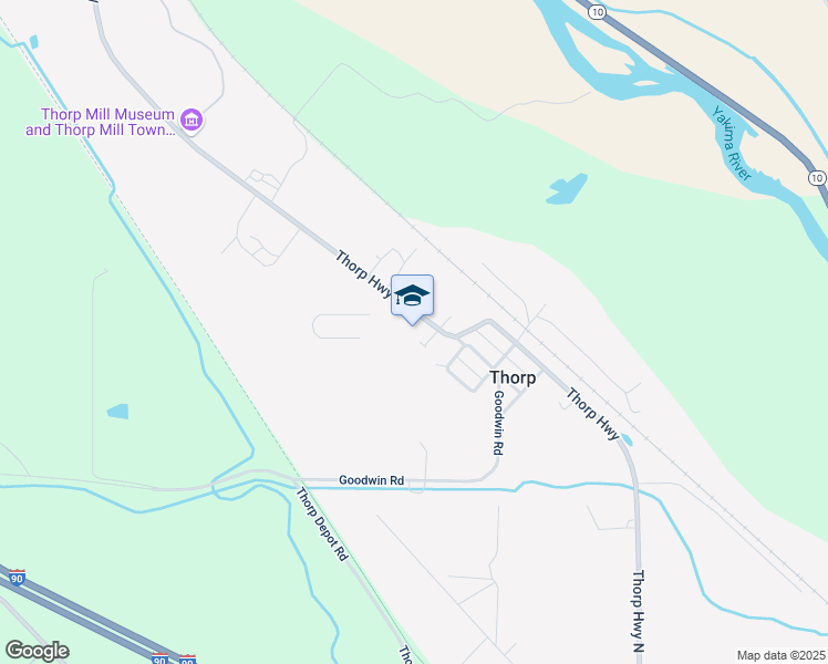 map of restaurants, bars, coffee shops, grocery stores, and more near 10831 Thorp Highway North in Thorp