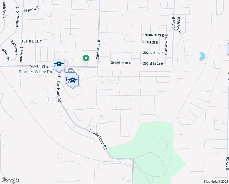 map of restaurants, bars, coffee shops, grocery stores, and more near 20615 79th Avenue Court East in Spanaway