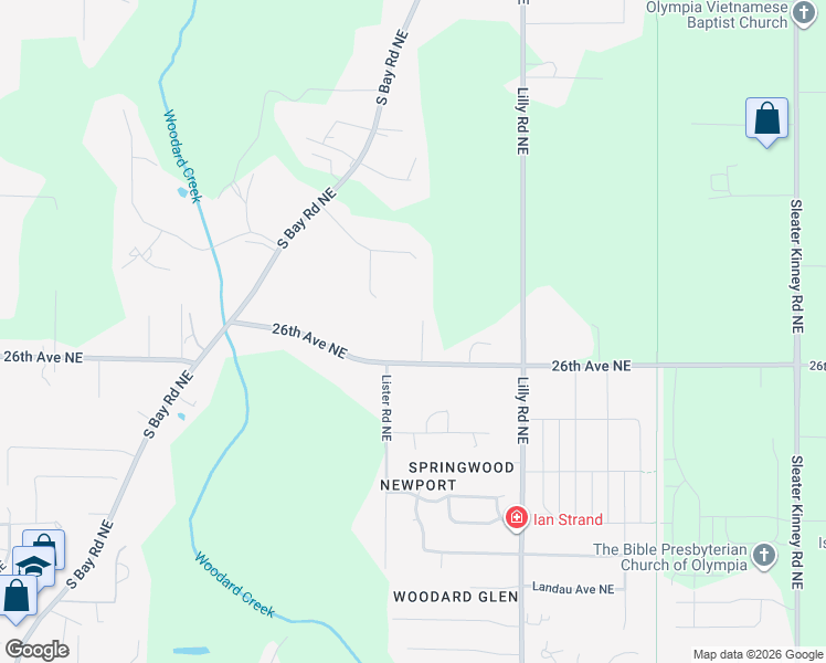 map of restaurants, bars, coffee shops, grocery stores, and more near 3412 26th Avenue Northeast in Olympia