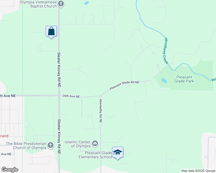 map of restaurants, bars, coffee shops, grocery stores, and more near 4440 Pleasant Glade Road Northeast in Olympia