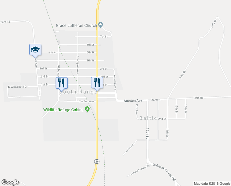 map of restaurants, bars, coffee shops, grocery stores, and more near 4 Trimountain Avenue in Atlantic Mine